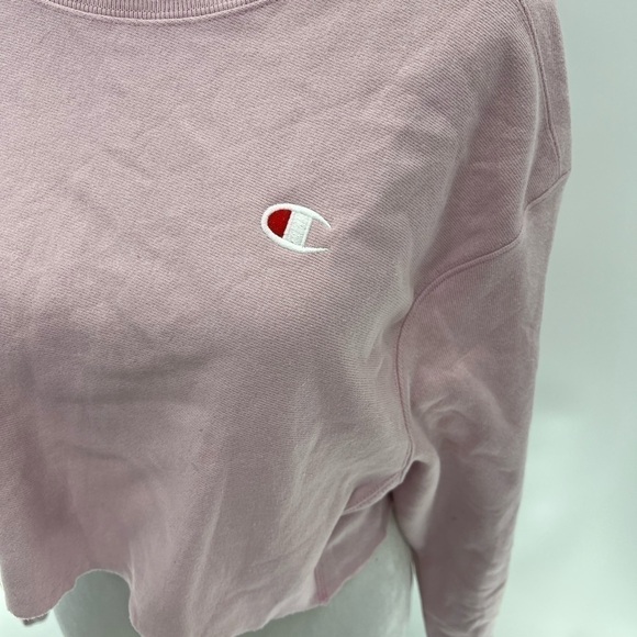 Champion Reverse Weave Cropped Cut-Off Crew Oversized Pink Size XS - Picture 4 of 9
